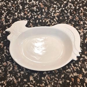 Vintage Japan White Rooster Shaped Porcelain  Serving Bowl